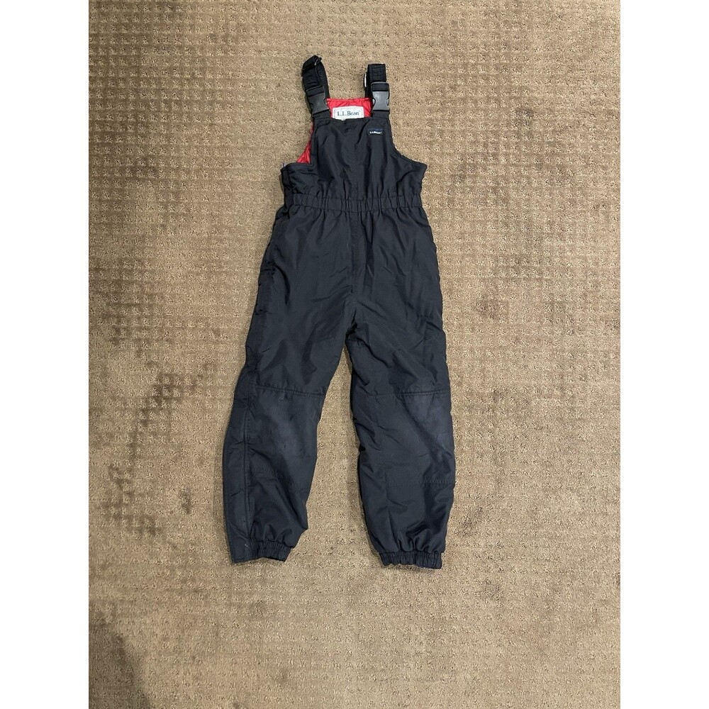 L.L. Bean Snow Suit Overalls Kids Small/8 Black One-Piece Sleeveless Buckle Ski